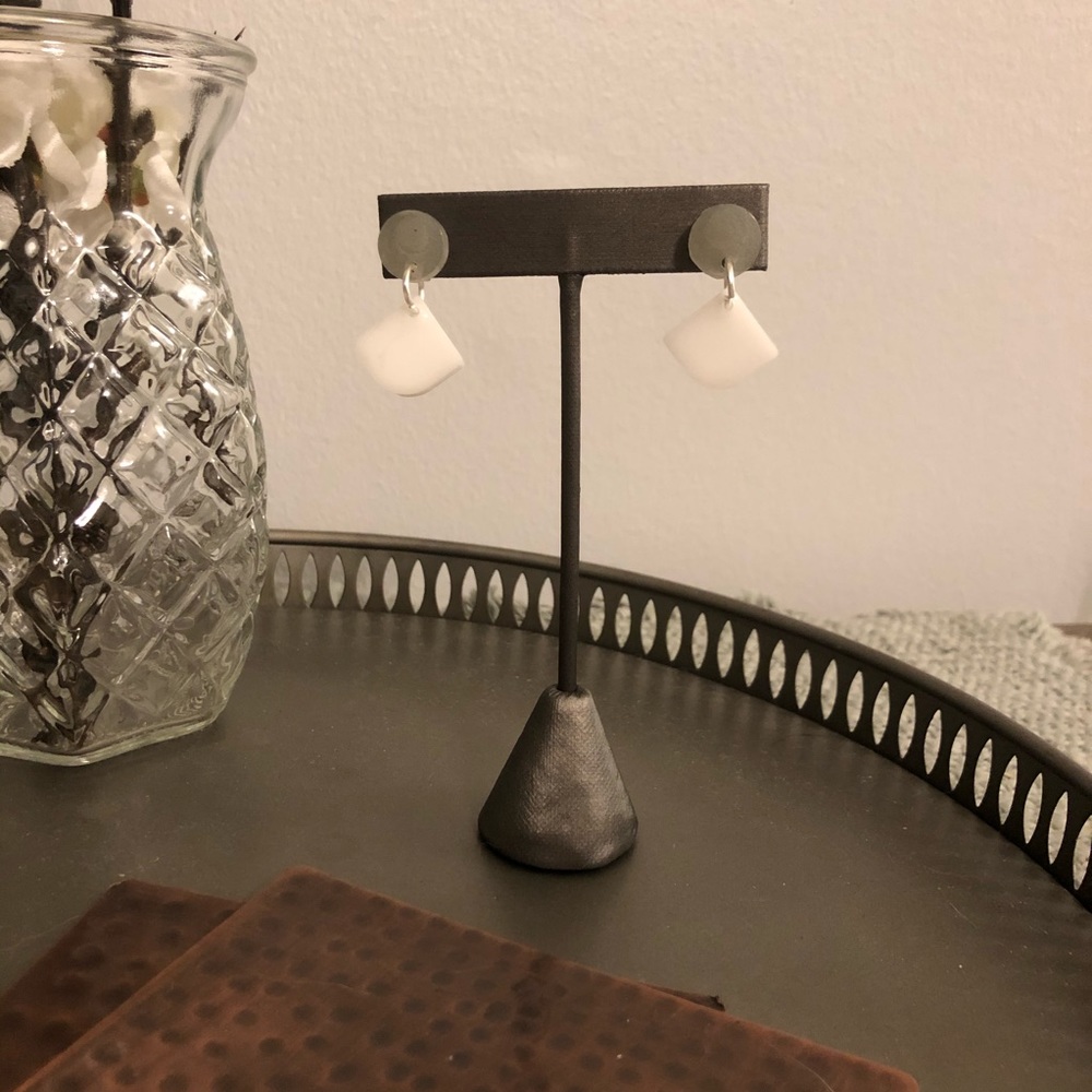 Gray and white acrylic dangle earrings!